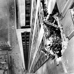 1945, Hole torn bet. 78th & 79th floors when B-25 bomber, flying in fog, crashed into Empire State Bldg